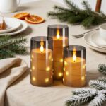 NURADA Flickering Flameless Candles: Built-in Star String Lights 3D Wick Acrylic... - Image 5