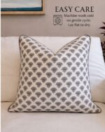 Jillien Harbor The Oliver Patterned Throw Pillow Cover–Blockprint Style Leaf Pil... - Image 5