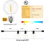 Outdoor String Lights,50ft with 27 Dimmable G40 LED Shatterproof Clear Bulbs UL ... - Image 3