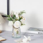 2 Packs Faux Flowers in vase,Fake Flowers with Vase, Artificial Silk Roses in Va... - Image 3