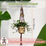 Nomylunota Macrame Plant Hanger with Boho Beads Handmade Hanging Planter Crochet... - Image 3