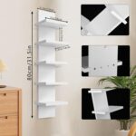 2 Pack 5 Tier Wall Shelf Unit - Narrow Smooth Laminate Finish - Vertical Column ... - Image 4