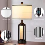 25" Modern Table Lamps Set of 2, Industrial Beside Lamps with USB A+C Charging P... - Image 3