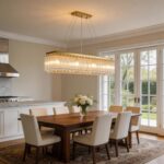 Crystal Chandeliers for Dining Room, 8-Light Gold Modern Rectangular Chandelier,... - Image 3