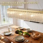Crystal Chandeliers for Dining Room, 8-Light Gold Modern Rectangular Chandelier,... - Image 8