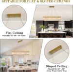Crystal Chandeliers for Dining Room, 8-Light Gold Modern Rectangular Chandelier,... - Image 9