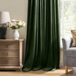 Olive Green Pinch Pleated Velvet Blackout Curtains 84 inches Long 2 Panels Set,F... - Image 6