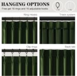 Olive Green Pinch Pleated Velvet Blackout Curtains 84 inches Long 2 Panels Set,F... - Image 7