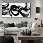 Abstract Canvas Wall Art for Living Room Large Size,Black and White Pictures for... - Image 3