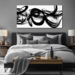 Abstract Canvas Wall Art for Living Room Large Size,Black and White Pictures for... - Image 4