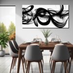 Abstract Canvas Wall Art for Living Room Large Size,Black and White Pictures for... - Image 5