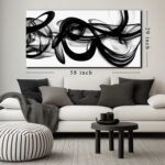 Abstract Canvas Wall Art for Living Room Large Size,Black and White Pictures for... - Image 7