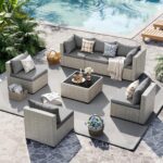 UDPATIO Outdoor Patio Furniture Set, 7-Piece PE Wicker Sectional Sofa with Tea T... - Image 6