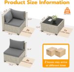 UDPATIO Outdoor Patio Furniture Set, 7-Piece PE Wicker Sectional Sofa with Tea T... - Image 7