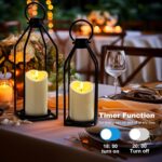 Homemory Modern Farmhouse Lantern Decor with Waterproof Flameless Candle & Remot... - Image 3