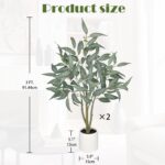 2 Packs Artificial Eucalyptus Tree in White Pot – 3FT Faux Indoor Plant for Home... - Image 3