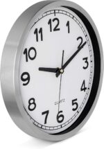 Bernhard Products Wall Clock Silent Non-Ticking Large 12" Silver Metal Frame Qua... - Image 4