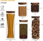 Flrolove Glass Canisters With Wooden Lids Kitchen Jars for Storage,Tea,Sugar and... - Image 3