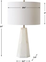 BOWERY HILL Contemporary Marble Table Lamp, 23 in H x 14 in W x 14 in D, Multi-C... - Image 3