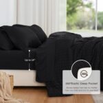 Love's cabin Seersucker Black King Size Comforter Set, 7-Piece All Season Lightw... - Image 4