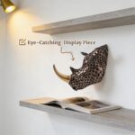 Rhino Head Wall Sculpture 3D Resin Animal Rhinoceros Statue Wall Hanging for Hom... - Image 3