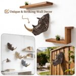 Rhino Head Wall Sculpture 3D Resin Animal Rhinoceros Statue Wall Hanging for Hom... - Image 7