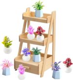 8 Pcs Miniature Potted Plants Set – 1:12 Scale Dollhouse Greenery Ornaments, Rea... - Image 5