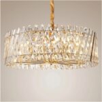 Modern LED Art Deco Silver Gold Stainless Steel Crystal Hanging Lamp Lustre Ligh... - Image 4
