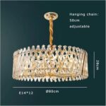 Modern LED Art Deco Silver Gold Stainless Steel Crystal Hanging Lamp Lustre Ligh... - Image 7