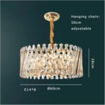 Modern LED Art Deco Silver Gold Stainless Steel Crystal Hanging Lamp Lustre Ligh... - Image 8