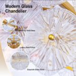TOCHIC Large Glass Chandelier 32.7" D, Gold Drum Chandelier Modern Round Pendant... - Image 3