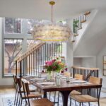 TOCHIC Large Glass Chandelier 32.7" D, Gold Drum Chandelier Modern Round Pendant... - Image 4