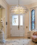 TOCHIC Large Glass Chandelier 32.7" D, Gold Drum Chandelier Modern Round Pendant... - Image 7