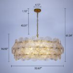 TOCHIC Large Glass Chandelier 32.7" D, Gold Drum Chandelier Modern Round Pendant... - Image 10