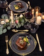 Morejoy 100 Pieces Gold Plastic Plates - Clear Gold Disposable Plates - 10.25inc... - Image 3