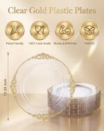Morejoy 100 Pieces Gold Plastic Plates - Clear Gold Disposable Plates - 10.25inc... - Image 4