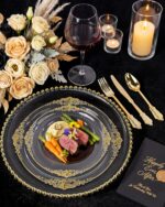 Morejoy 100 Pieces Gold Plastic Plates - Clear Gold Disposable Plates - 10.25inc... - Image 6