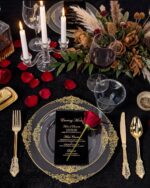 Morejoy 100 Pieces Gold Plastic Plates - Clear Gold Disposable Plates - 10.25inc... - Image 9