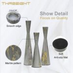 Metal Taper Candle Holders Set of 3 for Pillar Candles, Grey Marble Pattern Cand... - Image 3