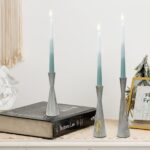 Metal Taper Candle Holders Set of 3 for Pillar Candles, Grey Marble Pattern Cand... - Image 4