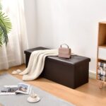 Camabel 43 inch Folding Ottoman Storage Bench Cube Hold up 700lbs Faux Leather 1... - Image 6