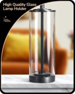 EDISHINE 23.6" Glass Table Lamp Set of 2, DIY Refillable Bedside Lamp with Linen... - Image 4