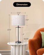 EDISHINE 23.6" Glass Table Lamp Set of 2, DIY Refillable Bedside Lamp with Linen... - Image 5