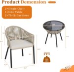 Devoko Patio Furniture Set 3 Pieces Rope Woven Bistro Set Outdoor Conversation S... - Image 7