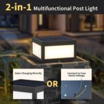 Outdoor Landscape Post Light, Modern 2-in-1 Solar and High Voltage Wired Waterpr... - Image 3
