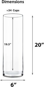 CYS EXCEL Cylinder Clear Glass Vase (H:20" D:6") | Multiple Size Choices Glass F... - Image 3