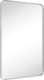 TEHOME 20x30'' Brushed Nickel Rounded Rectangle Bathroom Mirror Brushd Silver 30... - Image 3