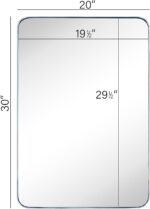 TEHOME 20x30'' Brushed Nickel Rounded Rectangle Bathroom Mirror Brushd Silver 30... - Image 6