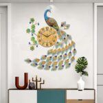 Large Peacock Wall Clock 30.7 inch Metal Design Non-Ticking Silent Art Digital W... - Image 5