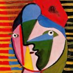 Large Framed Mid Century Modern Wall Art, Vertical Abstract Colorful Eclectic Pi... - Image 5